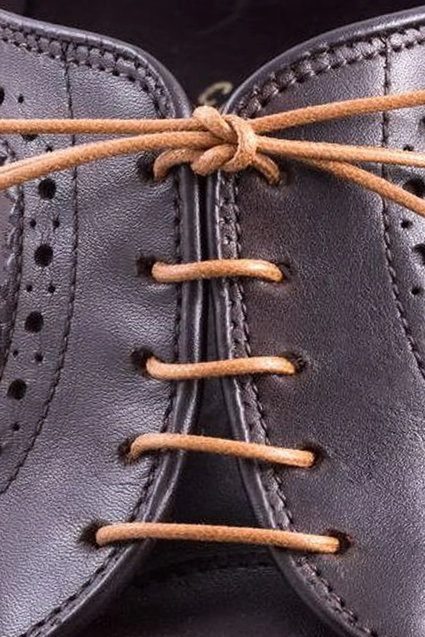Round Light Brown Waxed Cotton Bootlaces