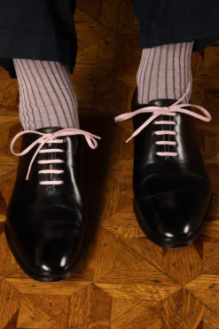 Round Pale Pink Waxed Cotton Bootlaces