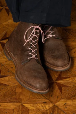 Round Pale Pink Waxed Cotton Shoelaces