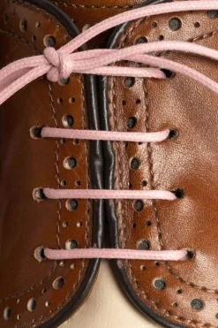 Round Pale Pink Waxed Cotton Shoelaces