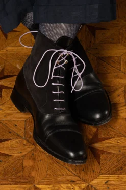 Round Purple Waxed Cotton Shoelaces