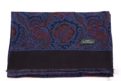 Royal Blue Paisley & Glen Check Reversible Scarf