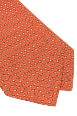 Rust Orange Printed Silk Ascot
