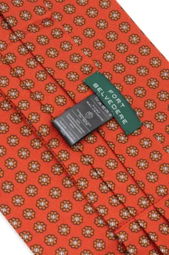 Rust Orange Printed Silk Ascot