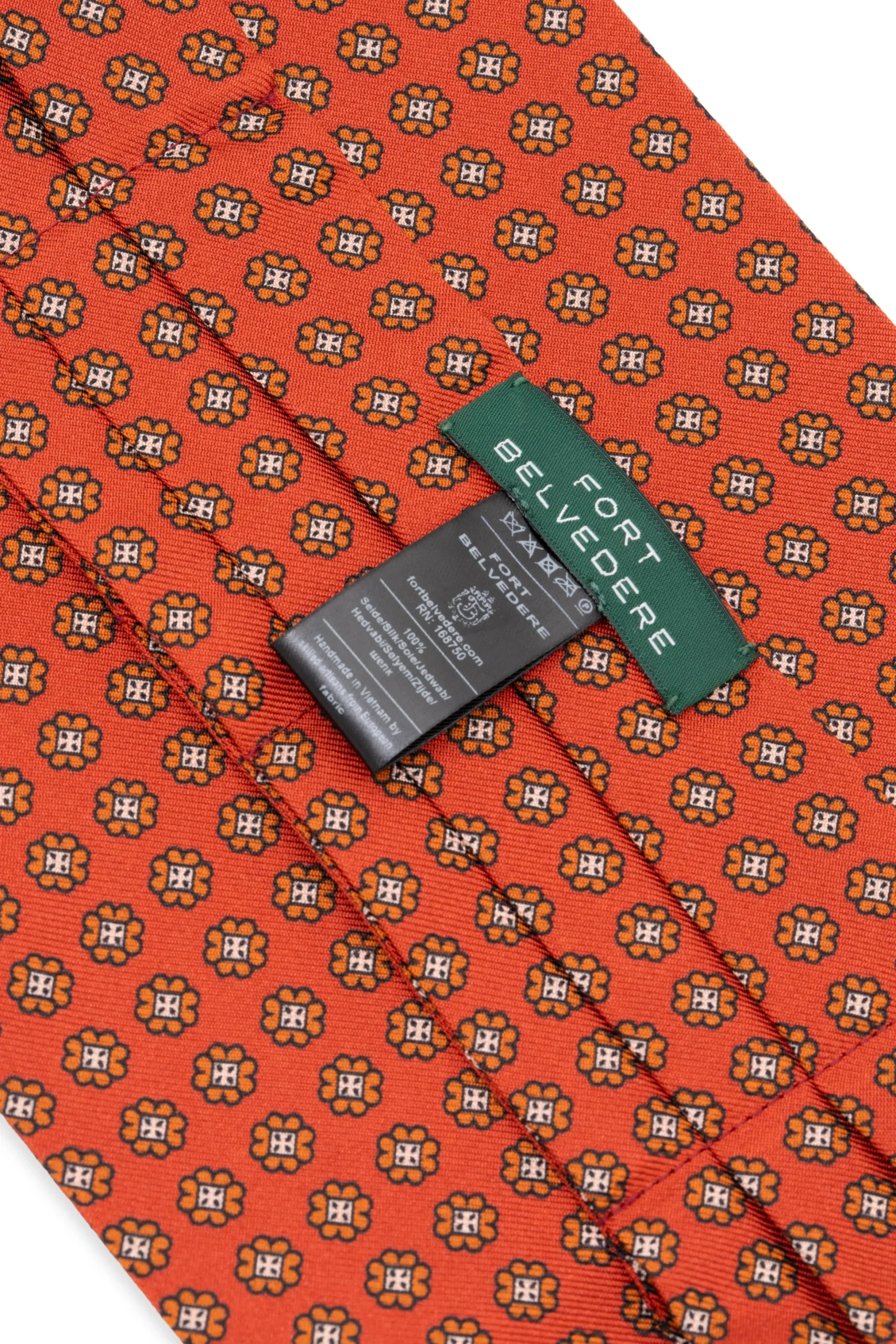 Rust Orange Printed Silk Ascot
