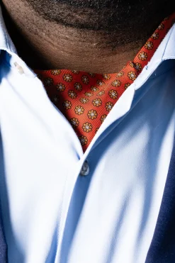 Rust Orange Printed Silk Ascot