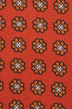 Rust Orange Printed Silk Ascot