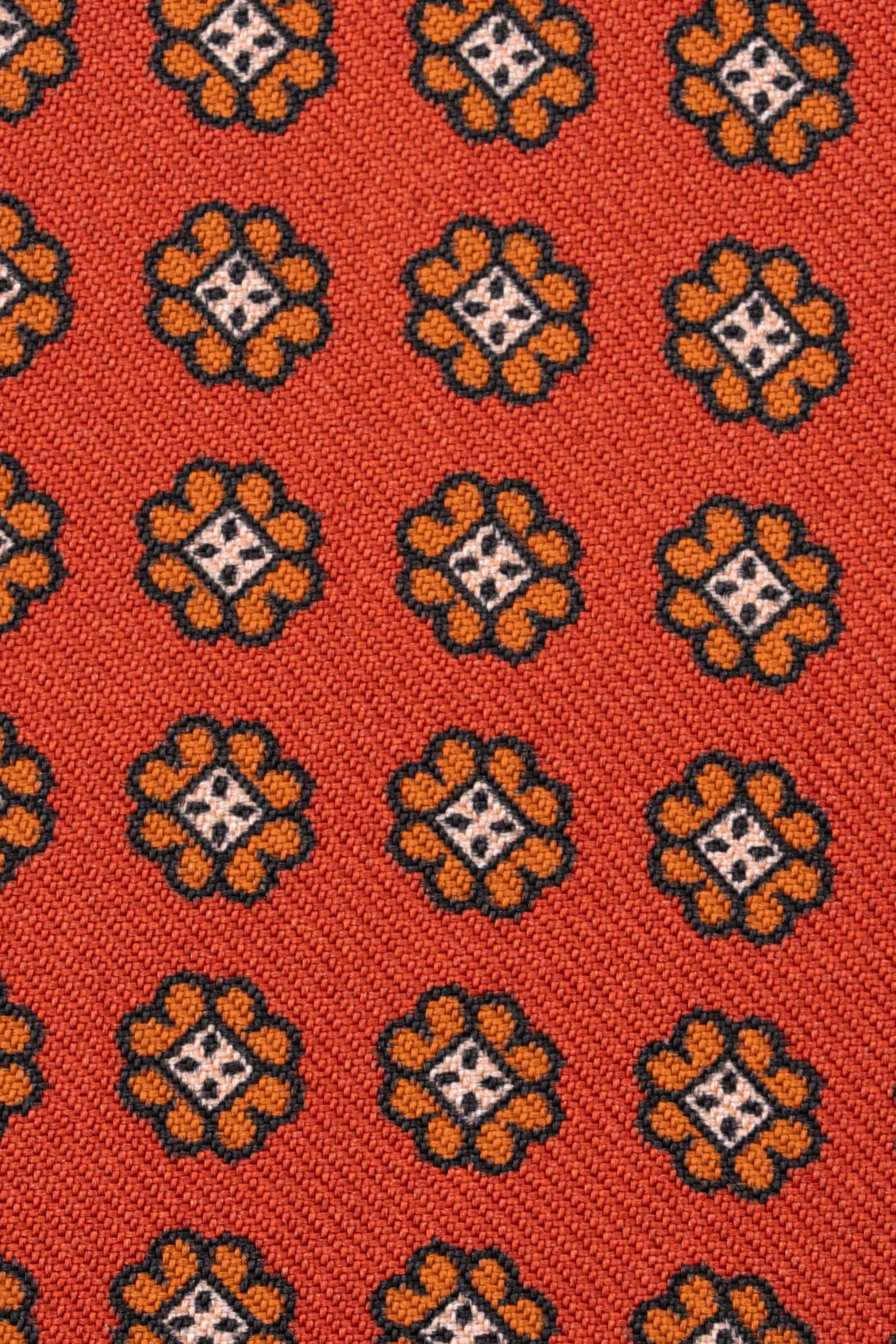 Rust Orange Printed Silk Ascot