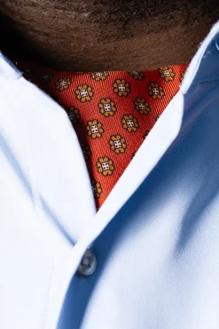 Rust Orange Printed Silk Ascot