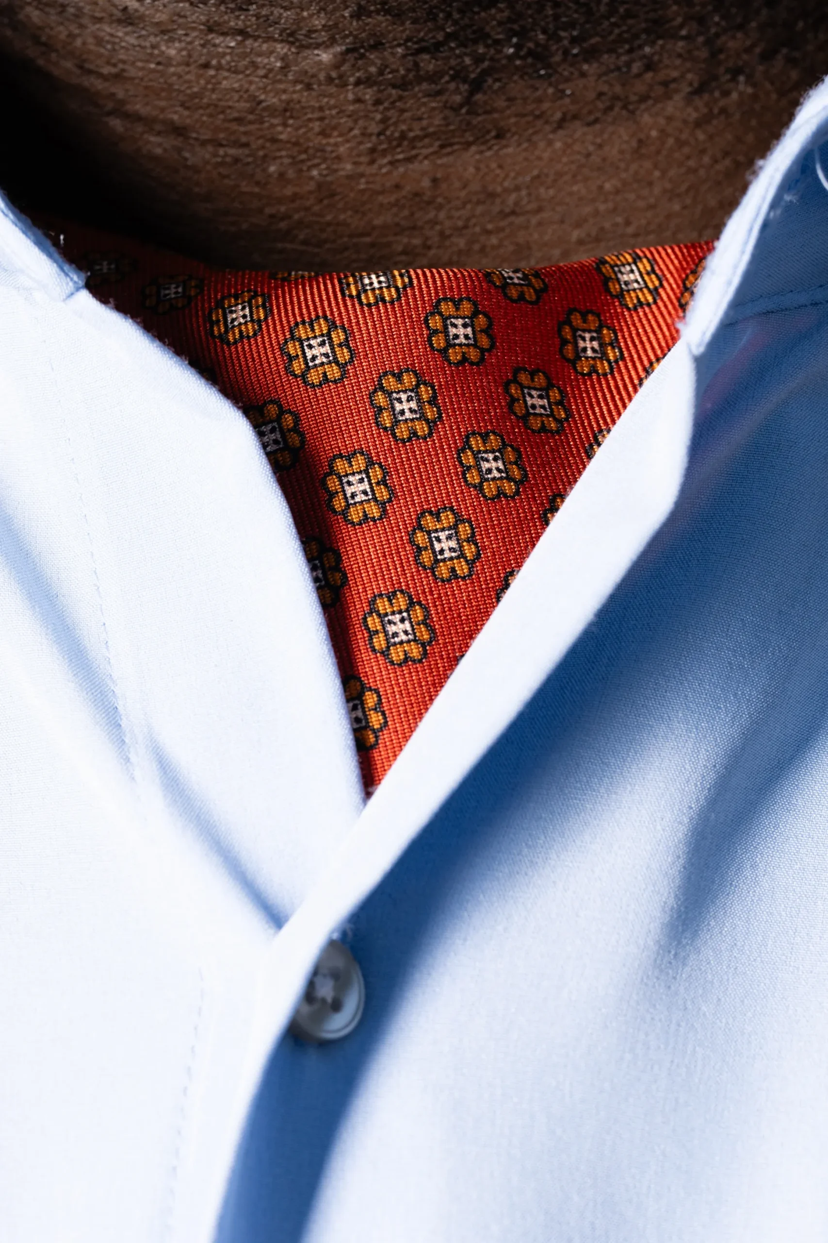 Rust Orange Printed Silk Ascot