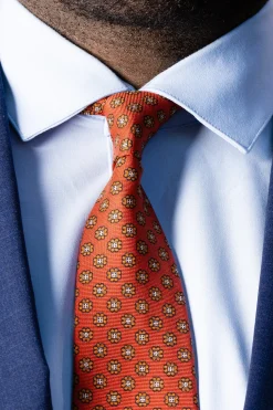 Rust Orange Printed Silk Tie