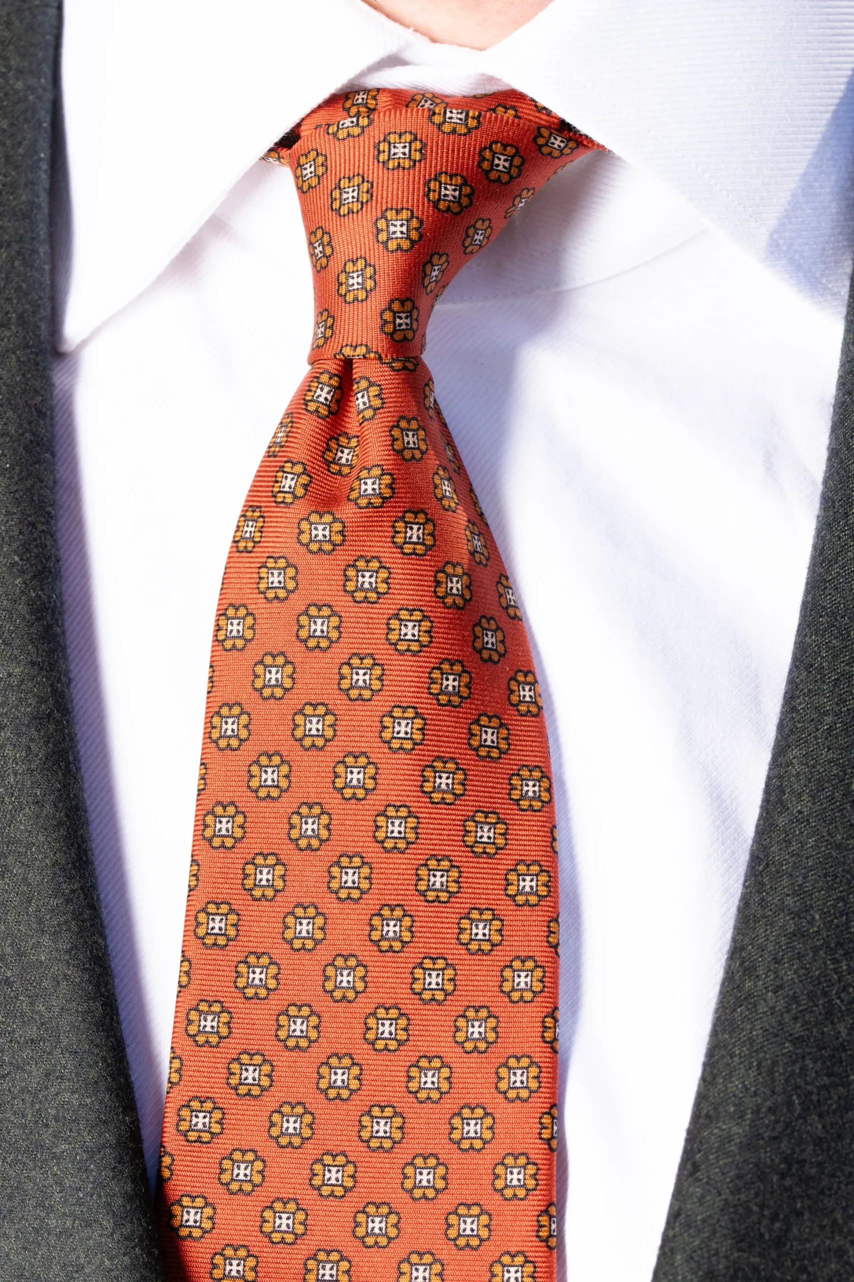 Rust Orange Printed Silk Tie