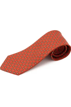 Rust Orange Printed Silk Tie
