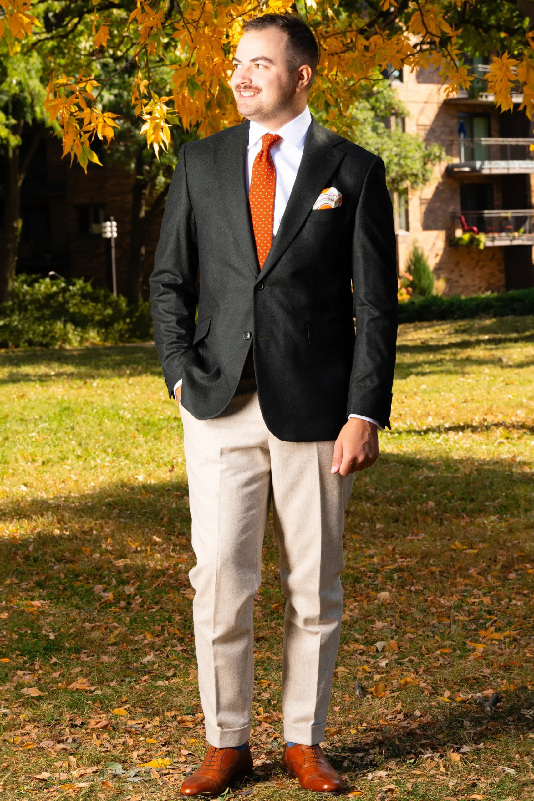 Rust Orange Printed Silk Tie