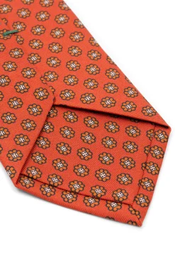 Rust Orange Printed Silk Tie