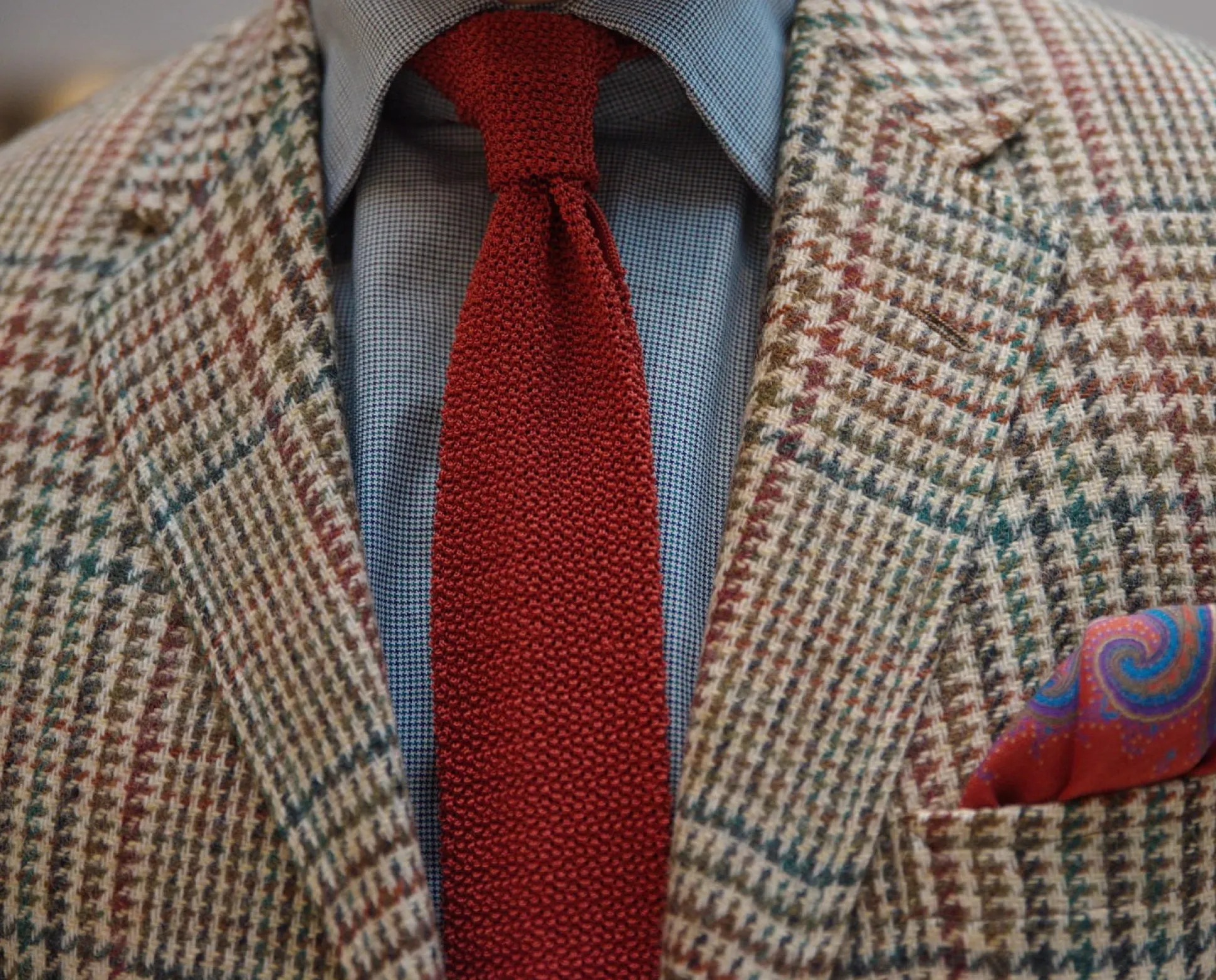 Rust Orange Silk Knit Tie