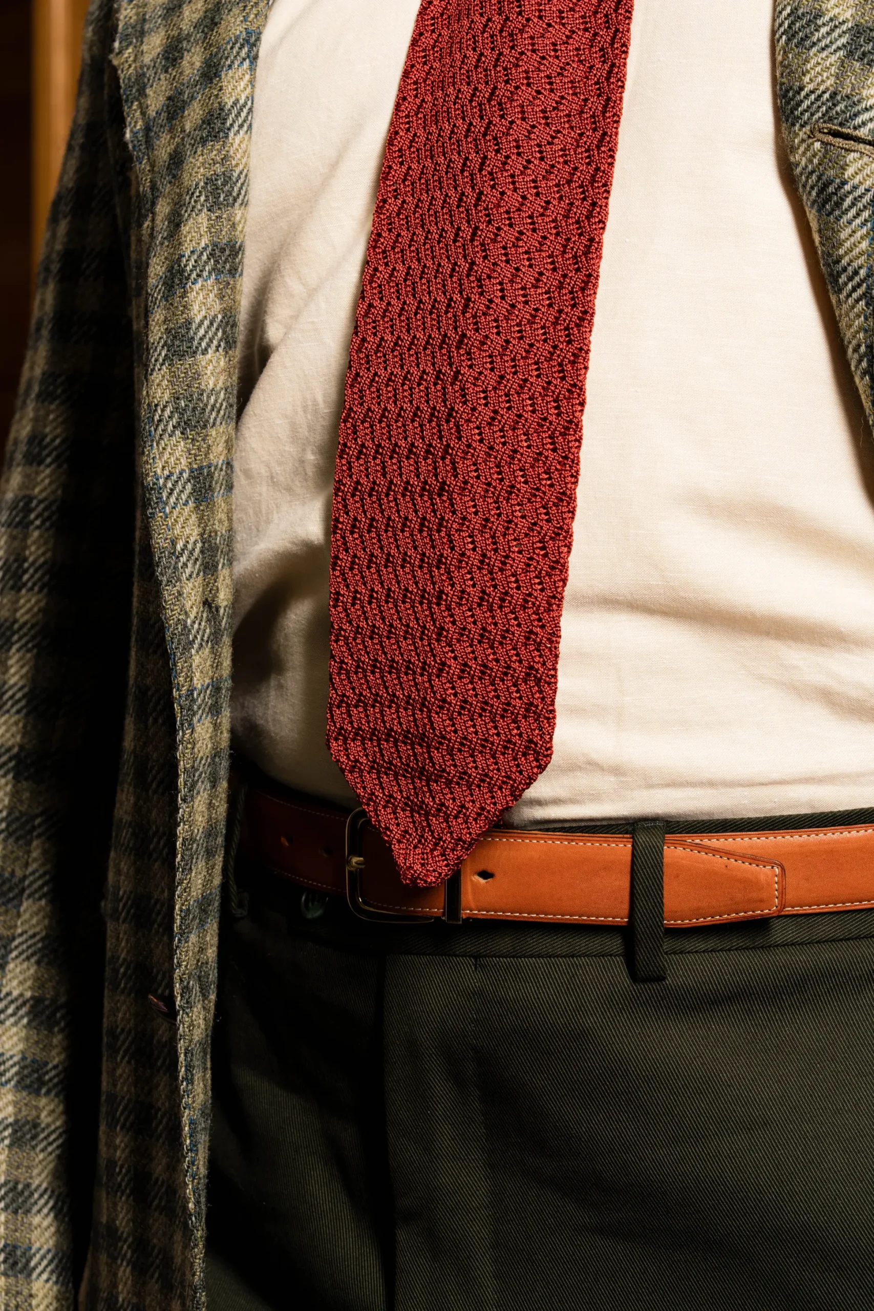 Rust Orange Zigzag Silk Knit Tie