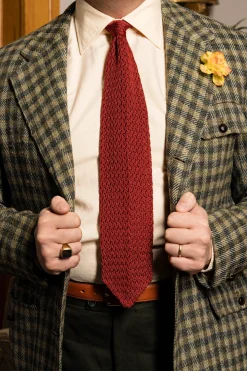 Rust Orange Zigzag Silk Knit Tie