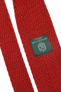 Rust Orange Zigzag Silk Knit Tie