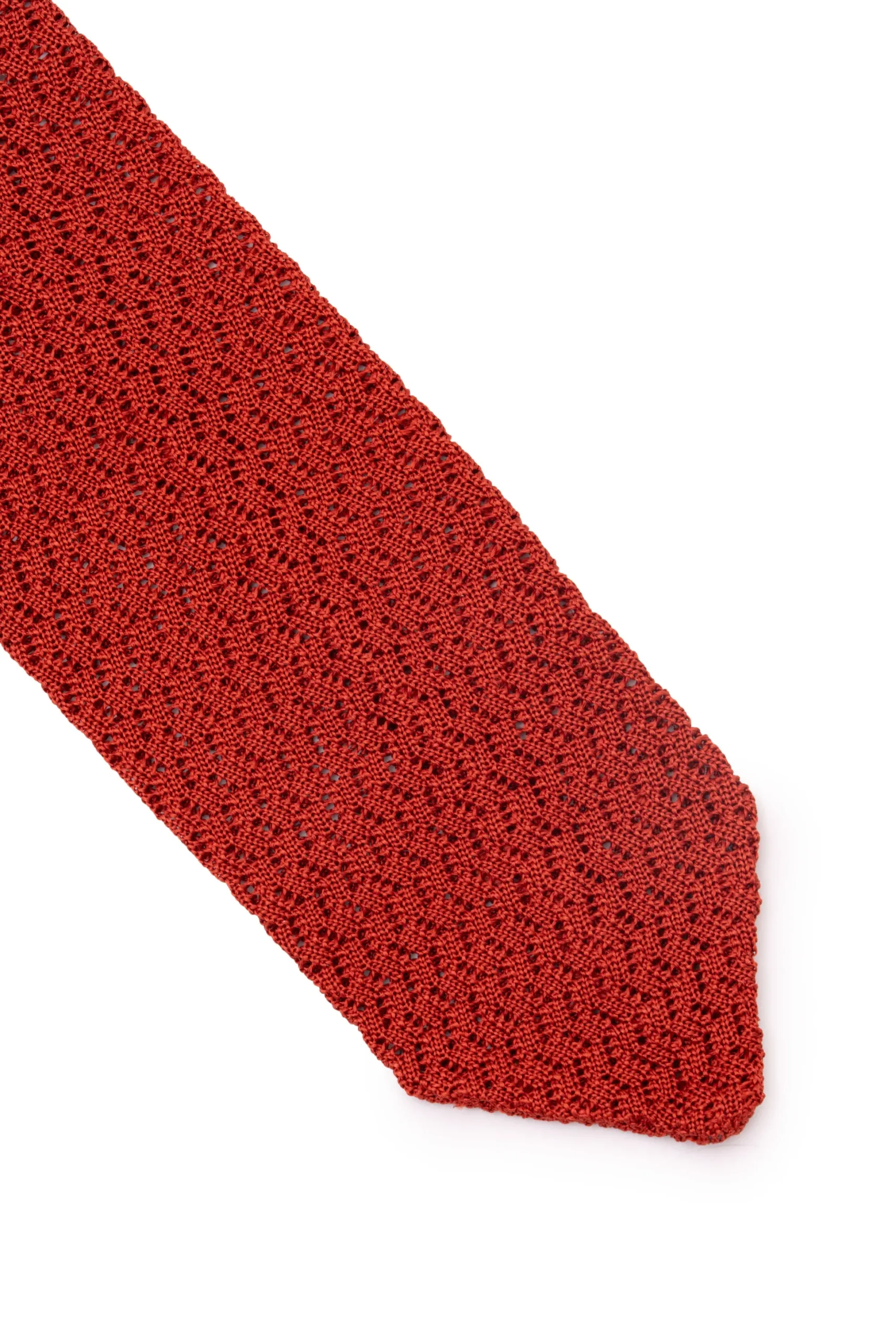Rust Orange Zigzag Silk Knit Tie