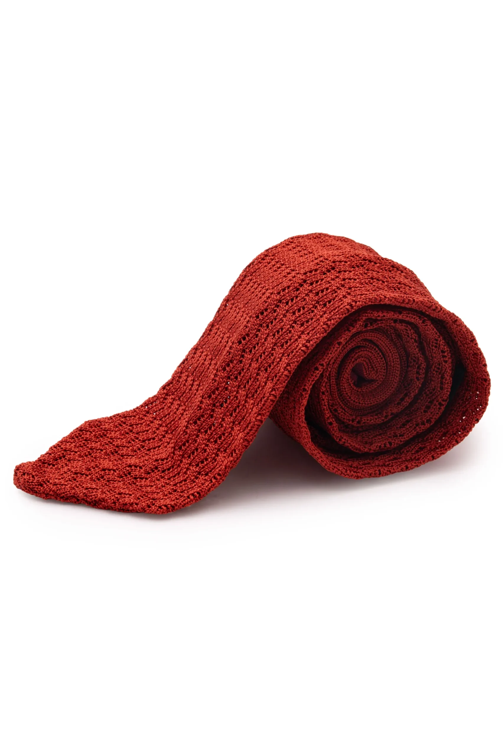 Rust Orange Zigzag Silk Knit Tie