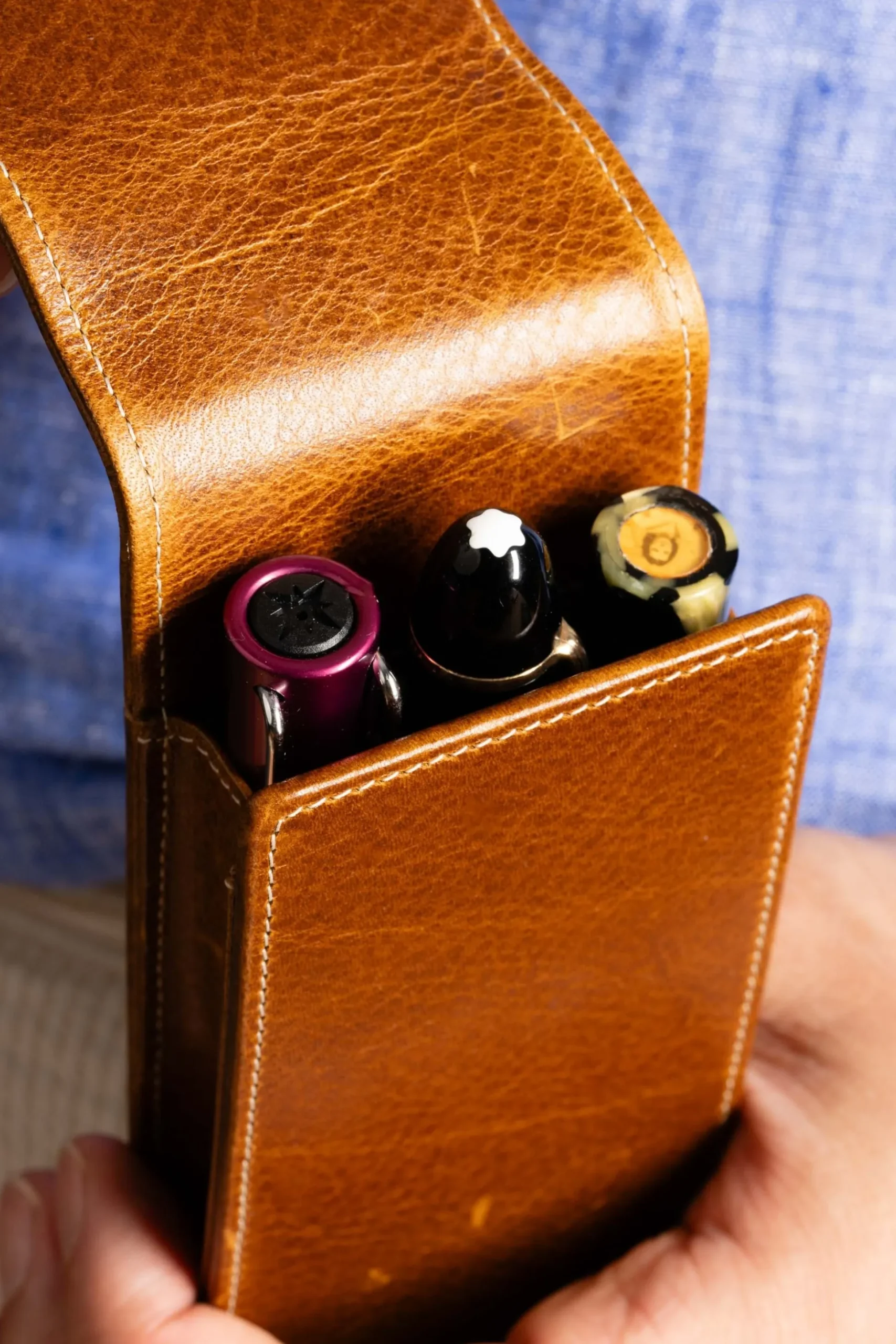 Saddle Brown Dumont Full-Grain Leather Pen Case