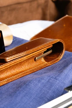 Saddle Brown Dumont Full-Grain Leather Pen Case