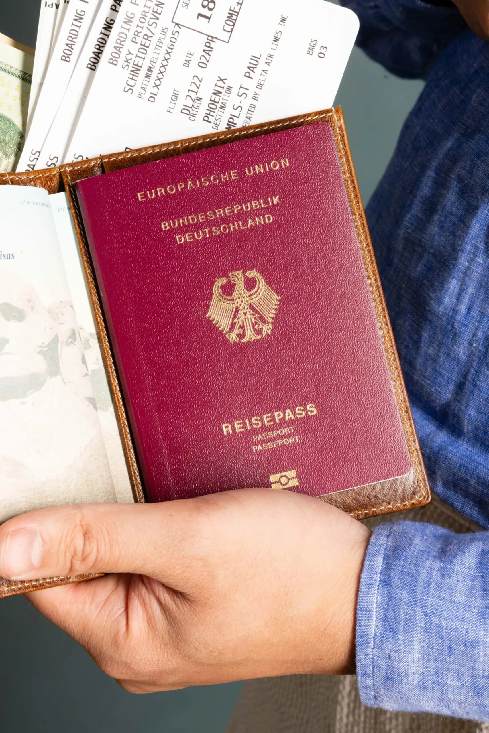 Saddle Brown Full-Grain Leather Passport Holder