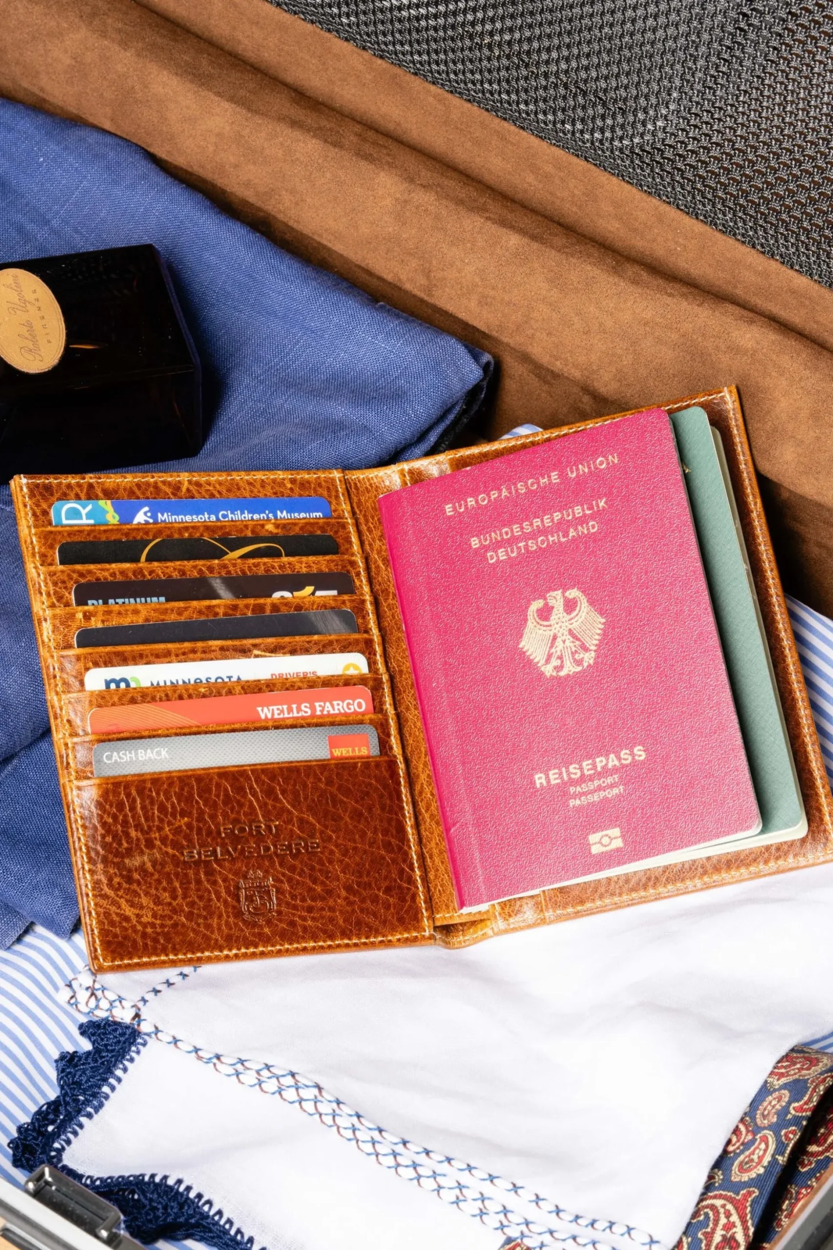 Saddle Brown Full-Grain Leather Passport Holder