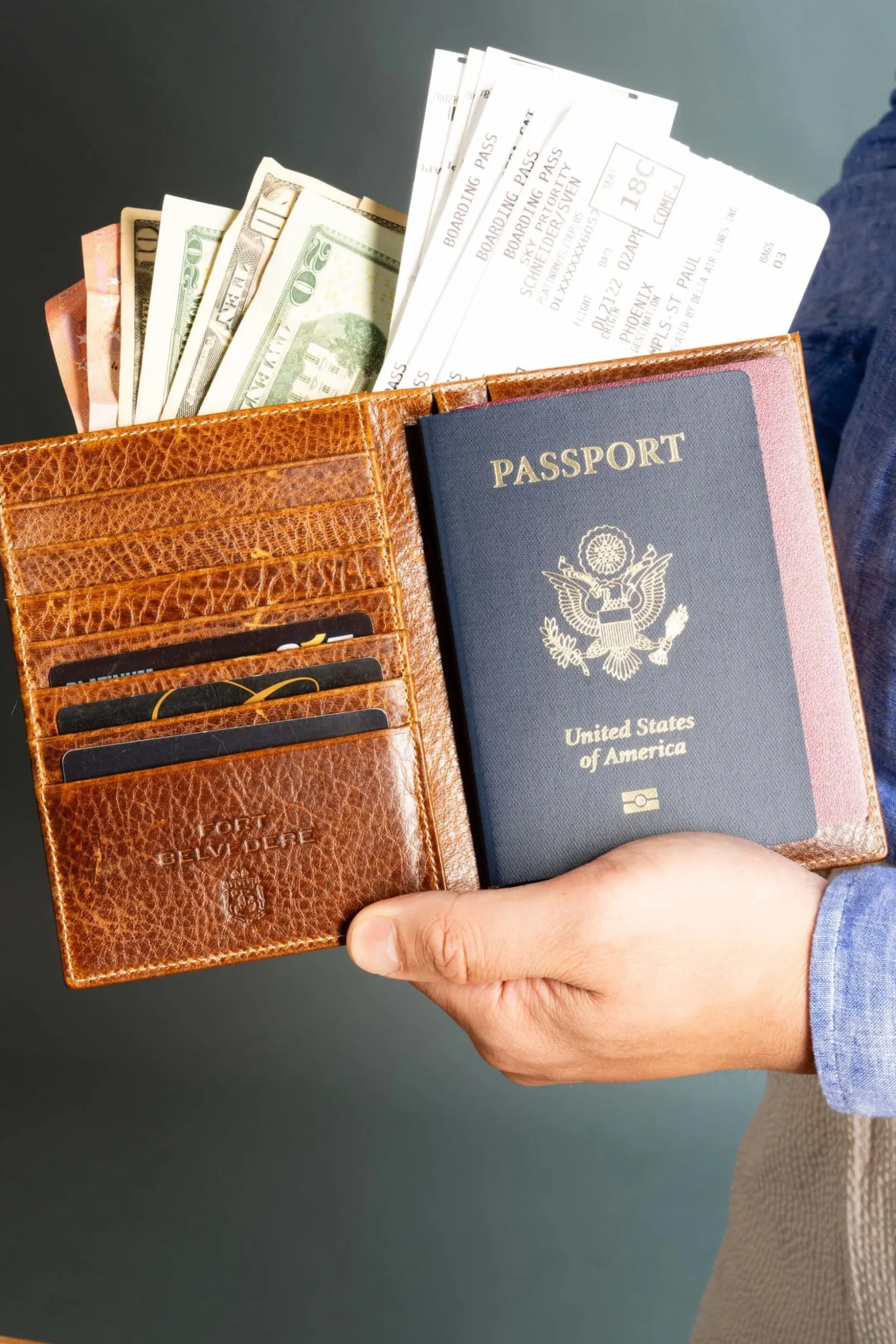 Saddle Brown Full-Grain Leather Passport Holder