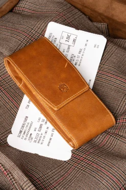 Saddle Brown Montecristo Full-Grain Leather Pen Case