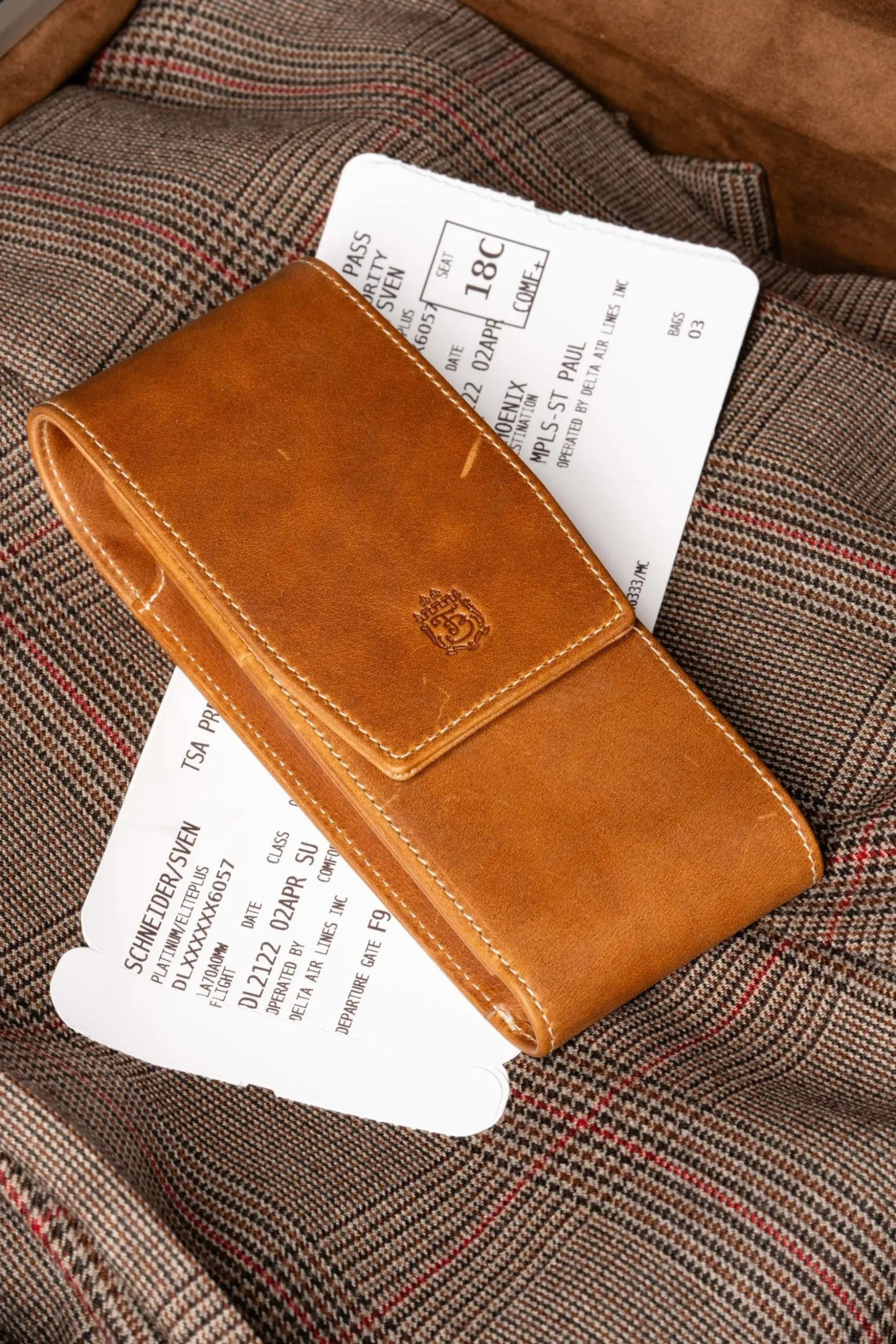 Saddle Brown Montecristo Full-Grain Leather Pen Case