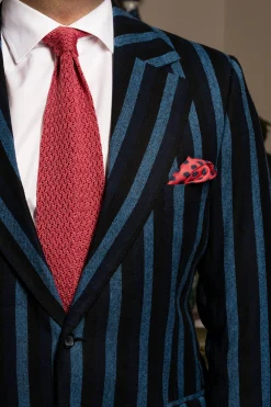 Salmon Zigzag Silk Knit Tie