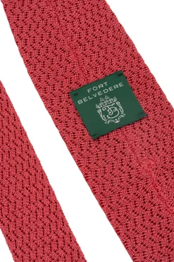 Salmon Zigzag Silk Knit Tie
