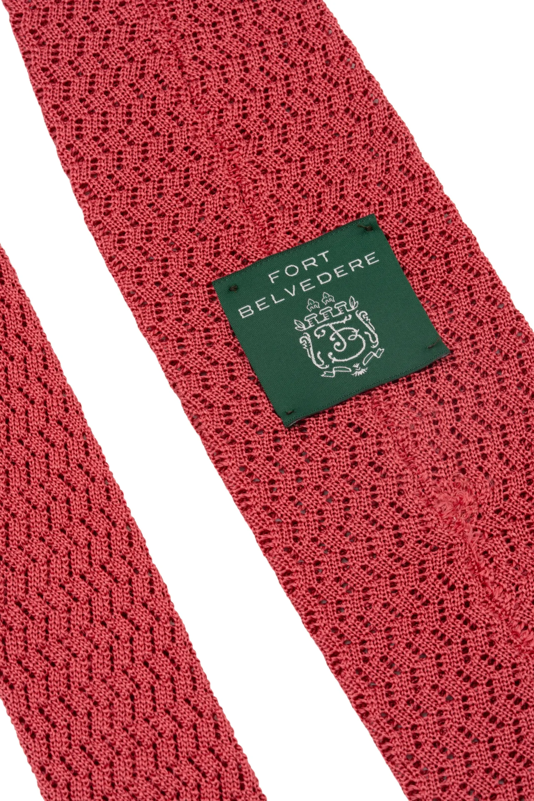 Salmon Zigzag Silk Knit Tie