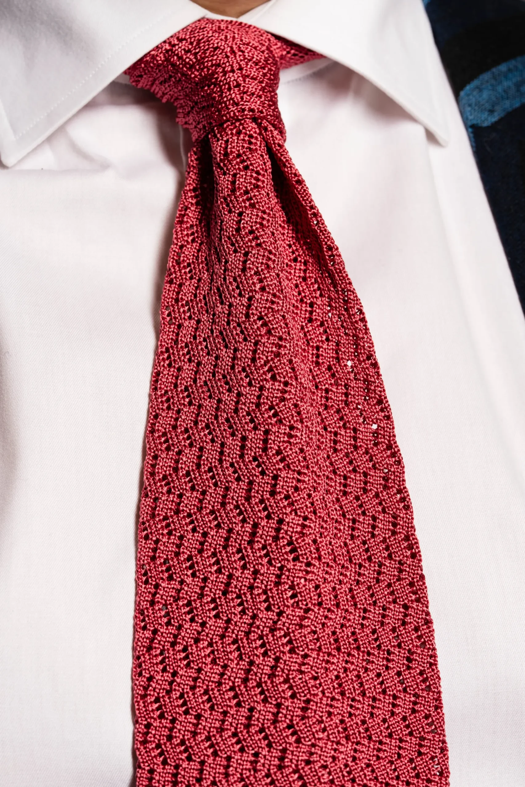 Salmon Zigzag Silk Knit Tie