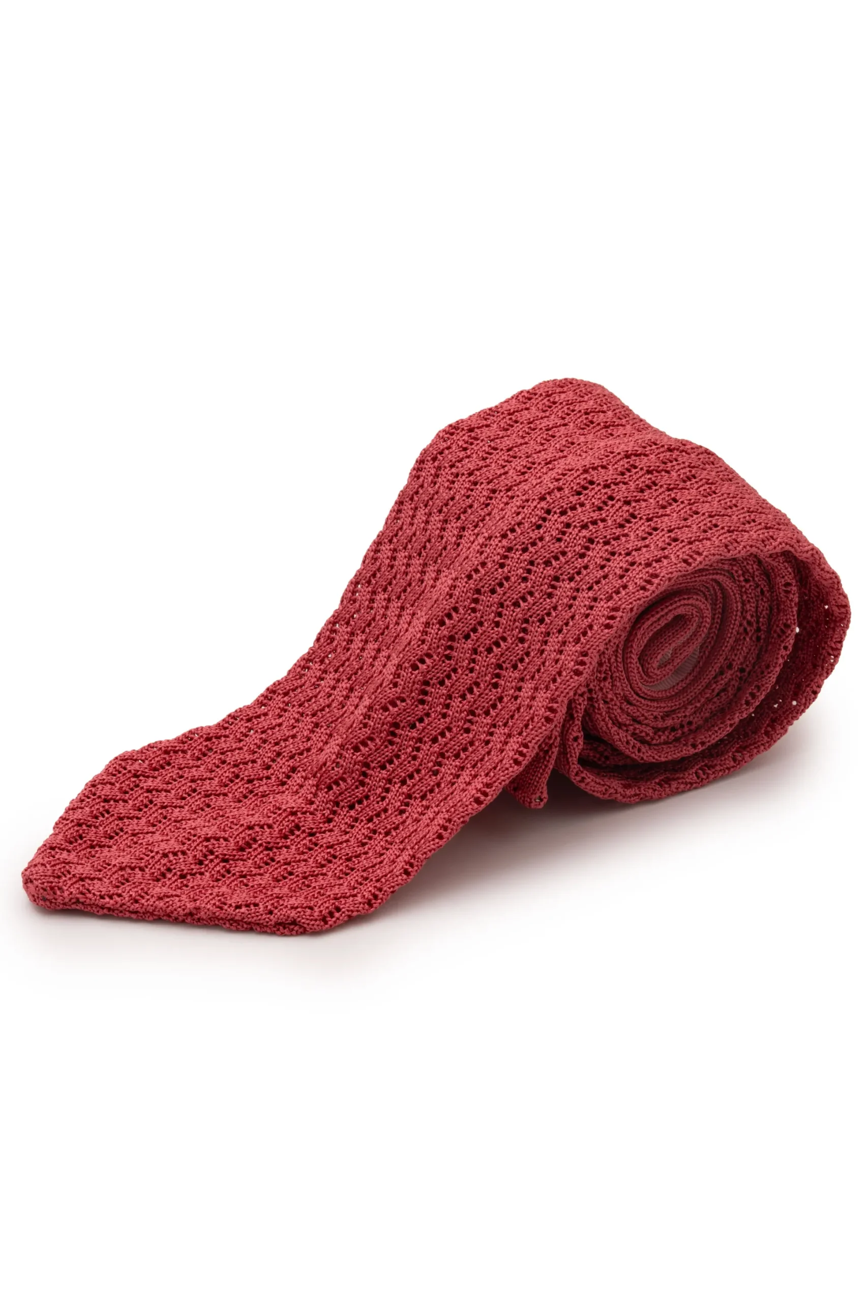 Salmon Zigzag Silk Knit Tie