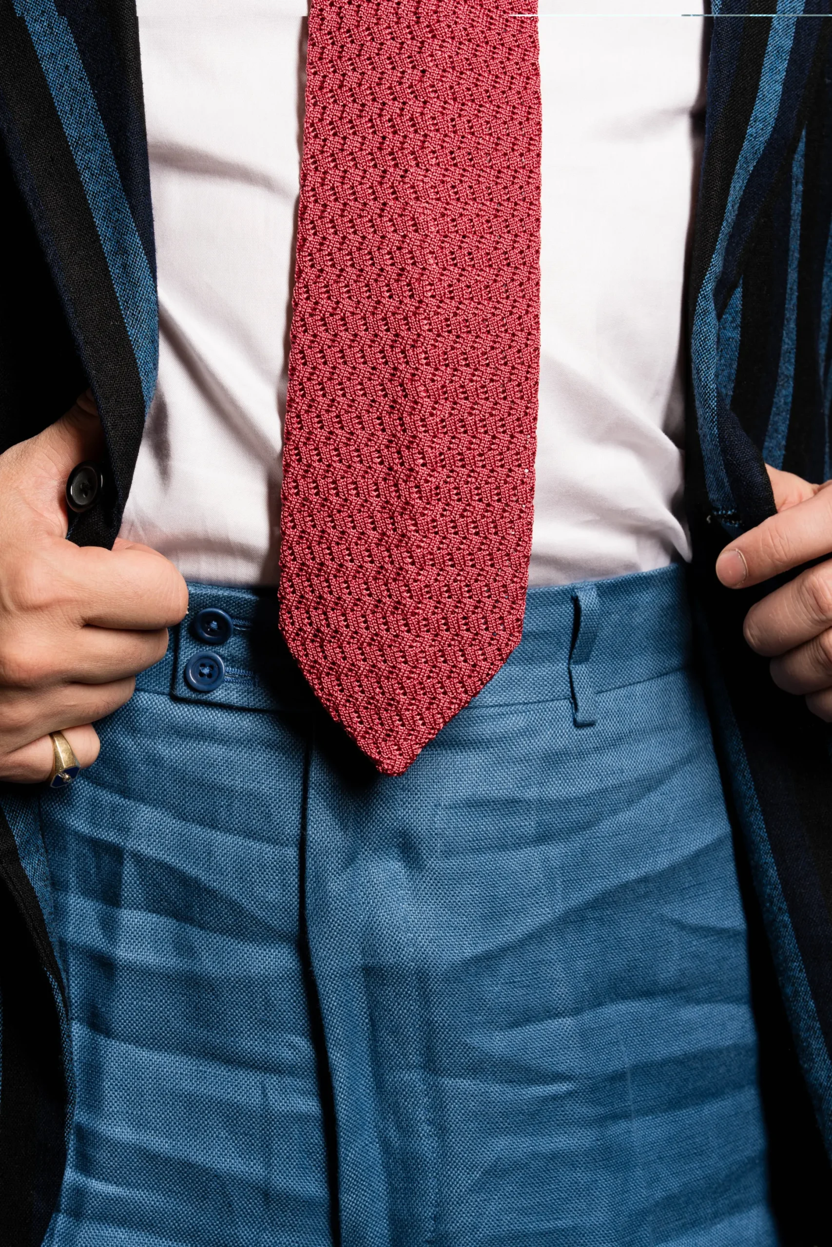 Salmon Zigzag Silk Knit Tie