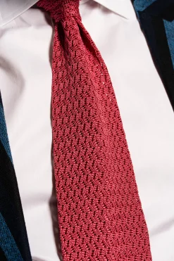 Salmon Zigzag Silk Knit Tie