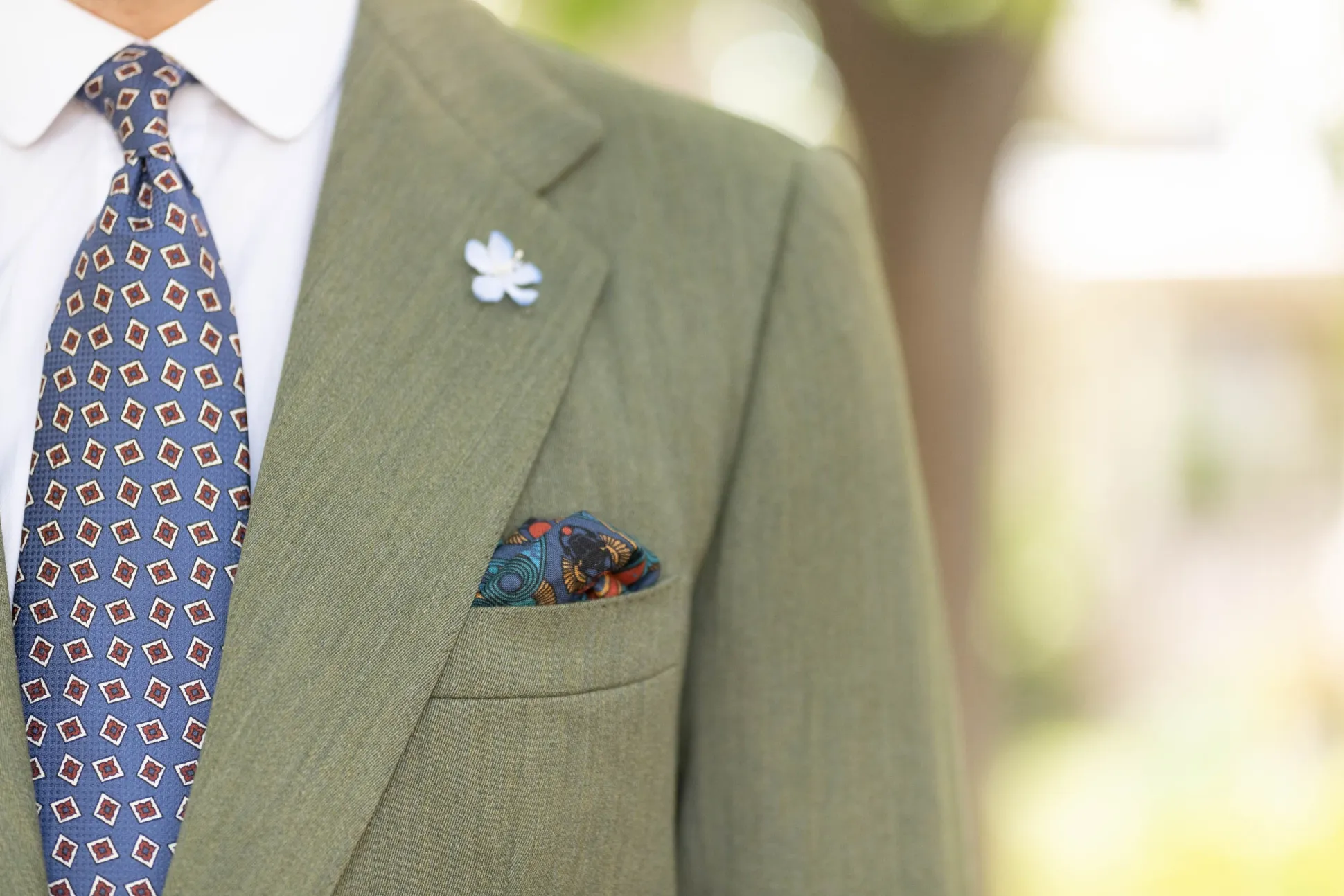 Sapphire Blue Art Deco Egyptian Scarab Pocket Square