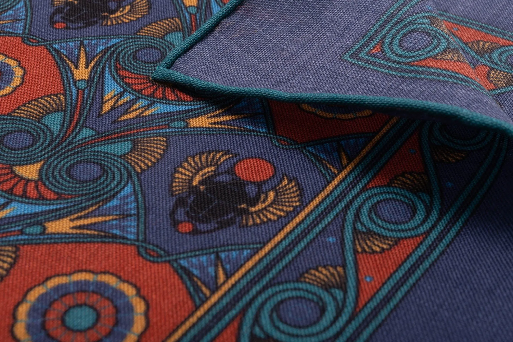 Sapphire Blue Art Deco Egyptian Scarab Pocket Square
