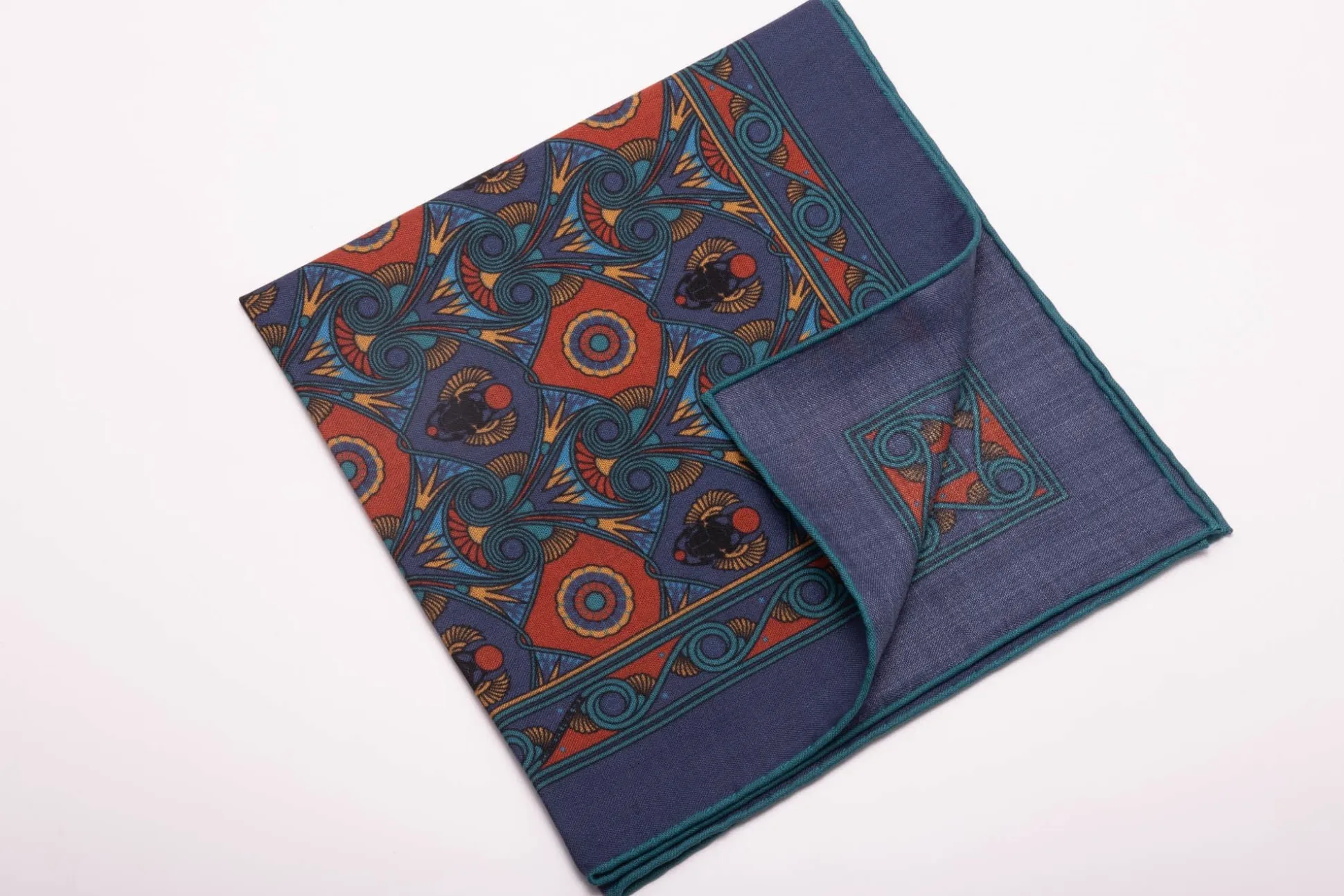 Sapphire Blue Art Deco Egyptian Scarab Pocket Square