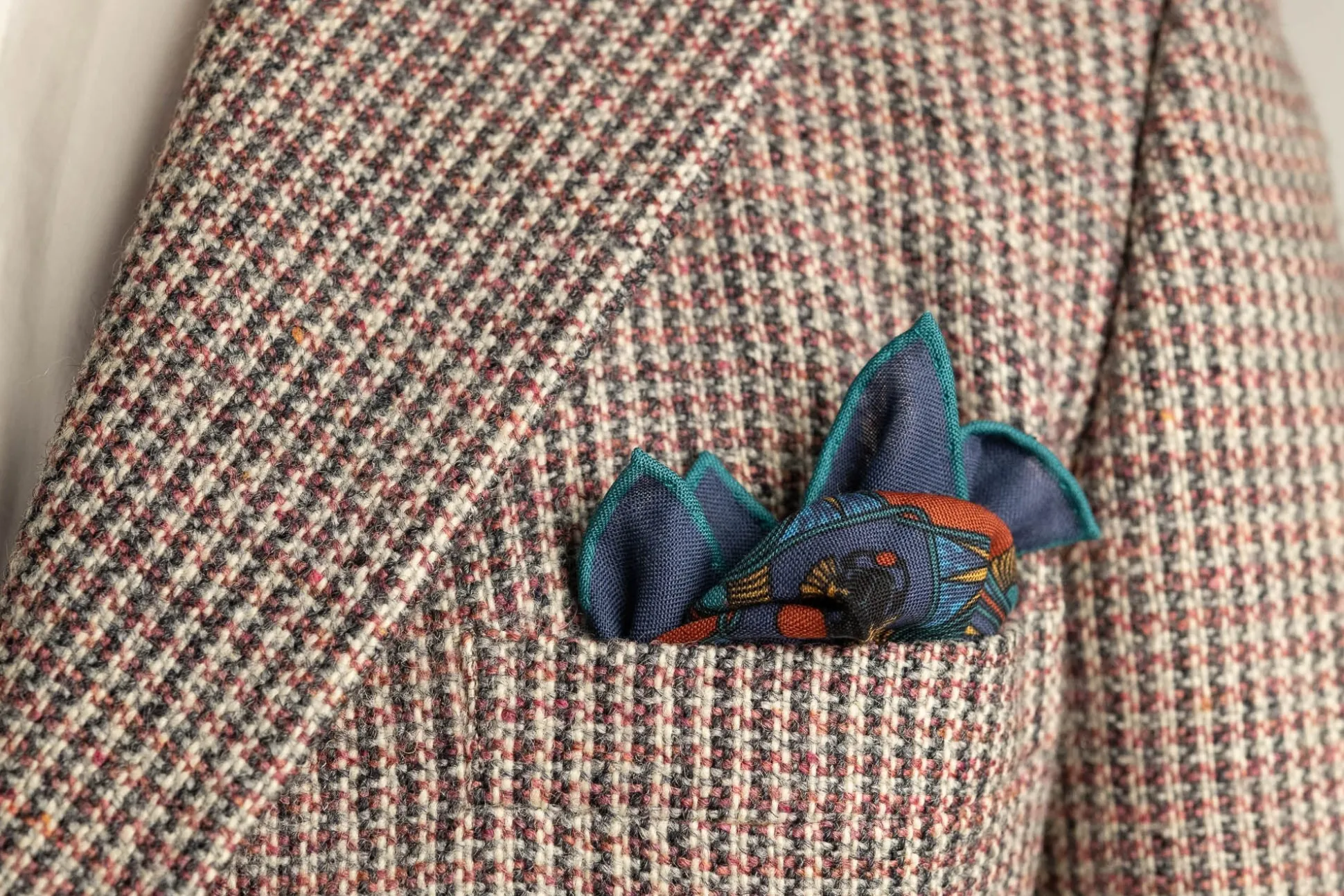 Sapphire Blue Art Deco Egyptian Scarab Pocket Square
