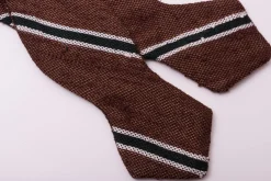 Shantung Silk Striped Two Tone Bow Tie Brown, Green White