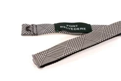 Silk Bow Tie in Black and White Glen Check - Pointed End