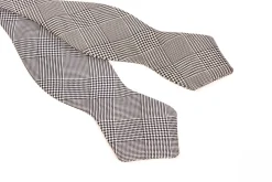 Silk Bow Tie in Black and White Glen Check - Pointed End