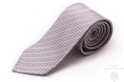 Silver & Black Basketweave Silk Formal Tie
