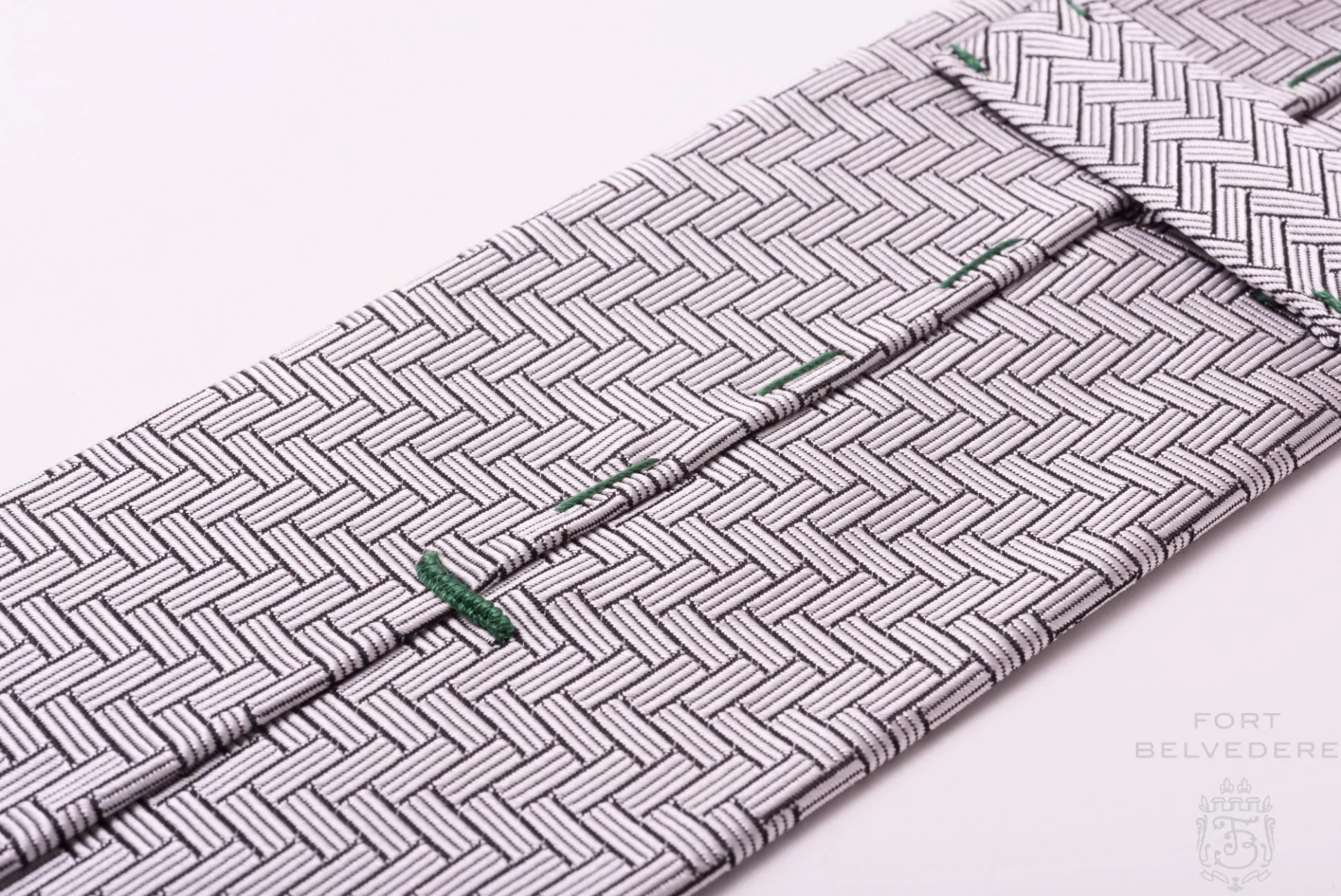 Silver & Black Basketweave Silk Formal Tie