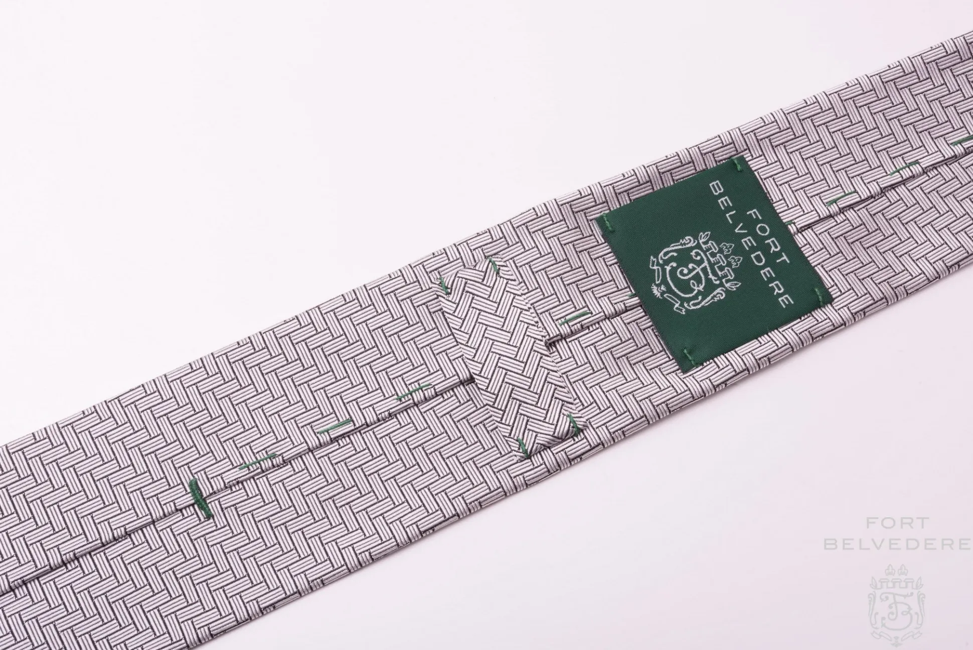 Silver & Black Basketweave Silk Formal Tie