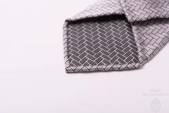 Silver & Black Basketweave Silk Formal Tie